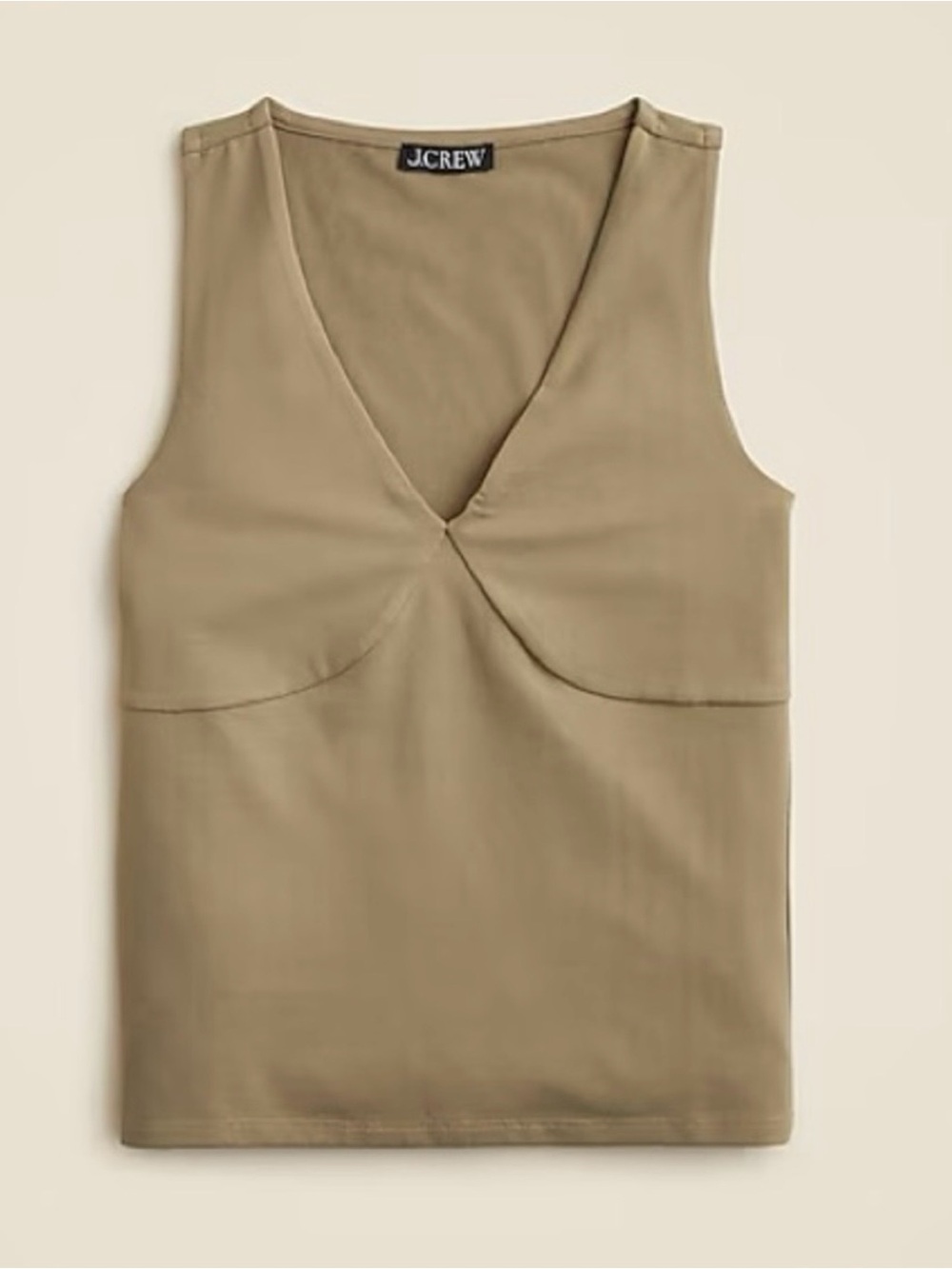 J.Crew V Neck Tank Top, Olive Green, Size Medium